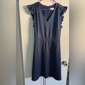 LOFT Navy Polka Dot Sleeveless Dress